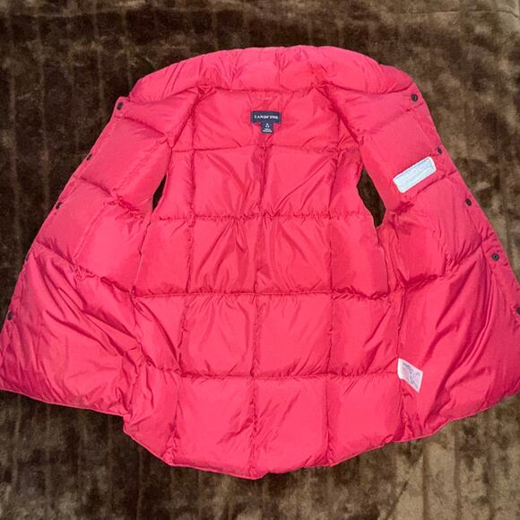 Lands’ End Pink Puffer 80% Down-Filled Ultra Lightweight Snap Front Vest - Picture 4 of 6